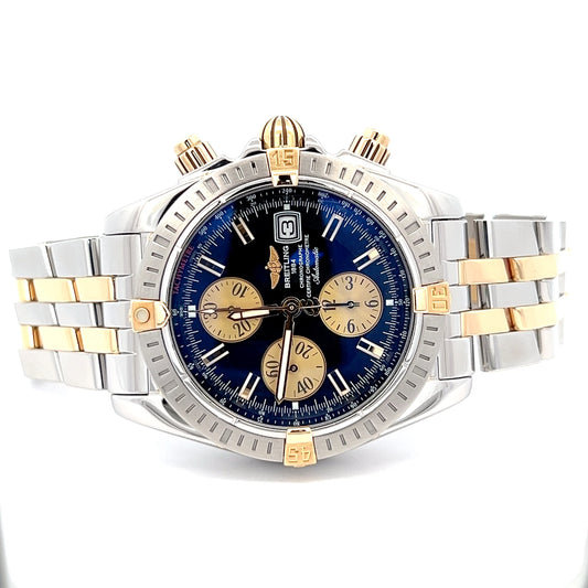 Mens Breitling Chronomat Evolution Chronograph 18K Yellow Gold/Steel Watch