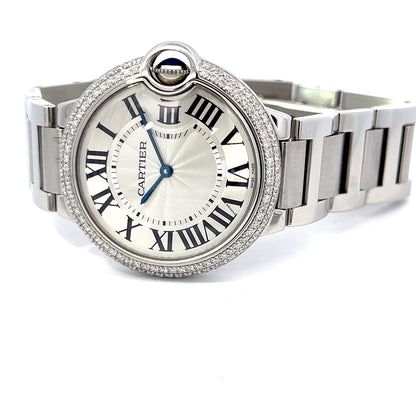 Womens Cartier Ballon Bleu Steel Diamond Watch