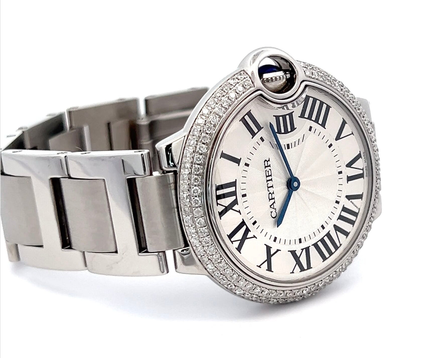 Womens Cartier Ballon Bleu Steel Diamond Watch