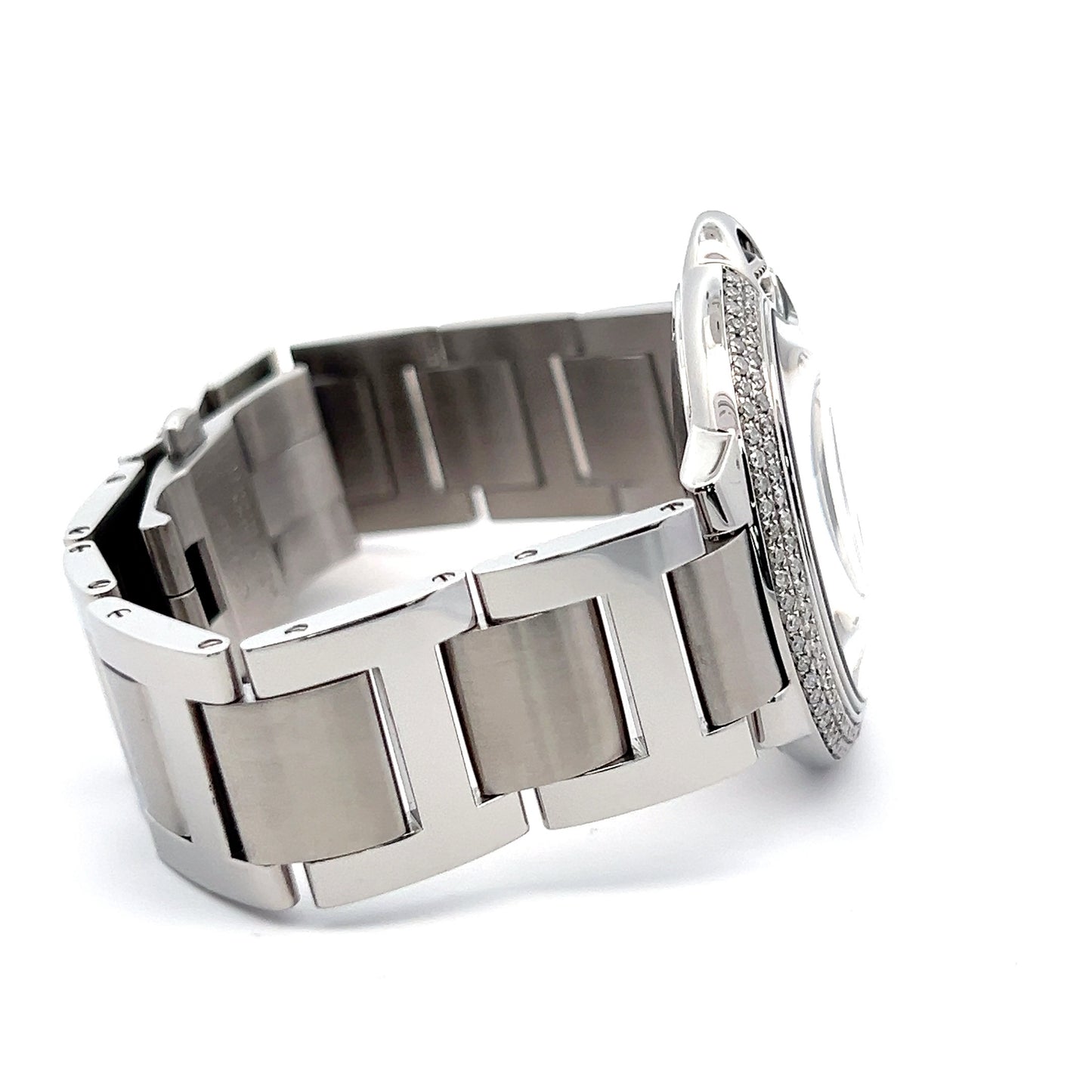 Mens Cartier Ballon Bleu Steel Diamond Watch