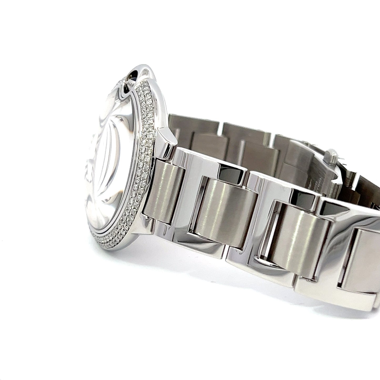 Mens Cartier Ballon Bleu Steel Diamond Watch