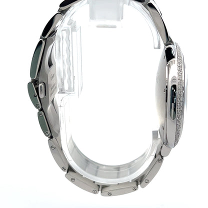 Mens Cartier Ballon Bleu Steel Diamond Watch