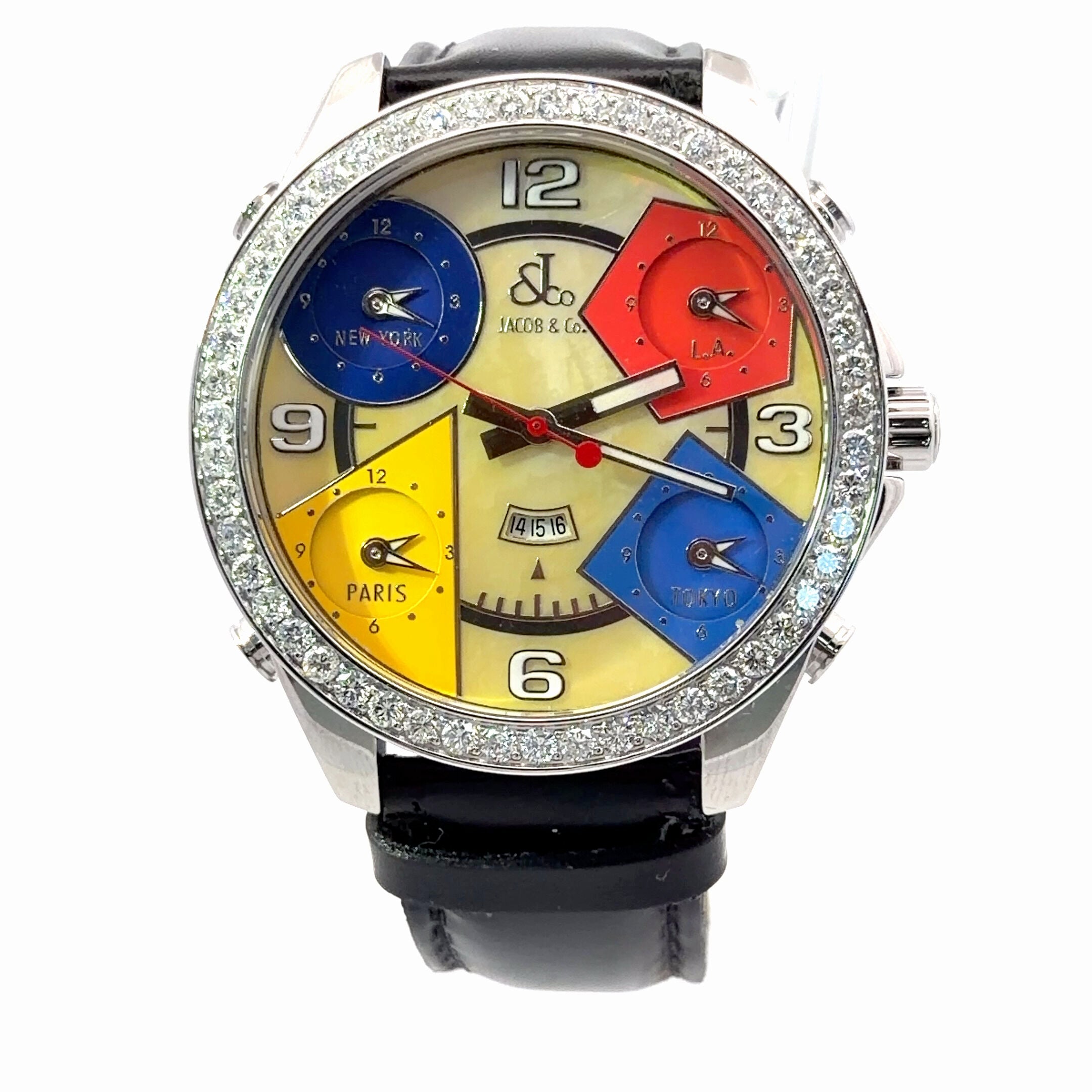 Mens Jacob & Co. Five Time Zone 47mm Quartz Diamond Watch – Loucri
