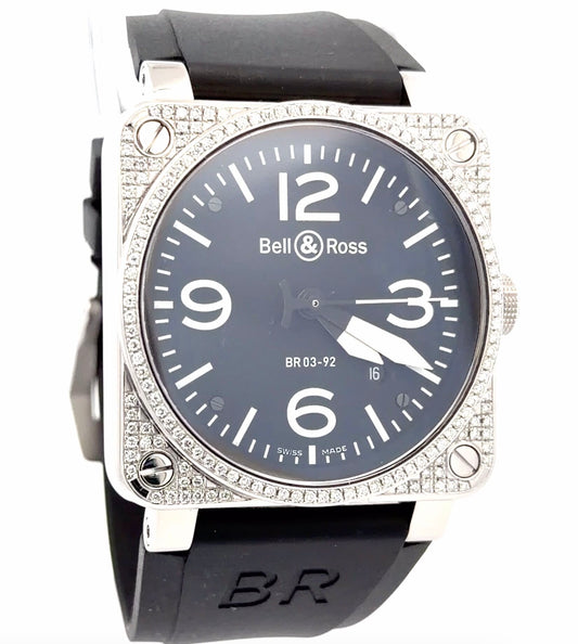 Mens Bell & Ross Aviation Date 42mm Automatic Diamond Watch