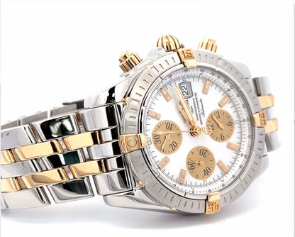Mens Breitling Chronomat Evolution Chronograph 18K Yellow Gold/Steel Watch