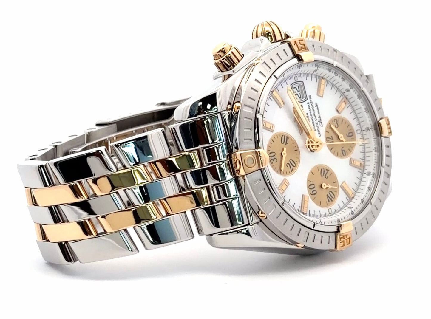 Mens Breitling Chronomat Evolution Chronograph 18K Yellow Gold/Steel Watch