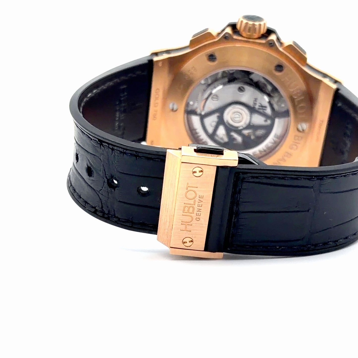 Mens Hublot Big Bang Aero Bang Skeleton 18K Gold Chronograph Watch