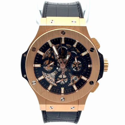 Mens Hublot Big Bang Aero Bang Skeleton 18K Gold Chronograph Watch