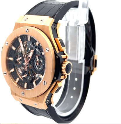 Mens Hublot Big Bang Aero Bang Skeleton 18K Gold Chronograph Watch