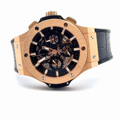 Mens Hublot Big Bang Aero Bang Skeleton 18K Gold Chronograph Watch