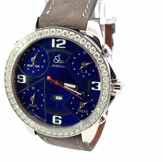 Mens Jacob & Co. Five Time Zone JC Diamond Watch