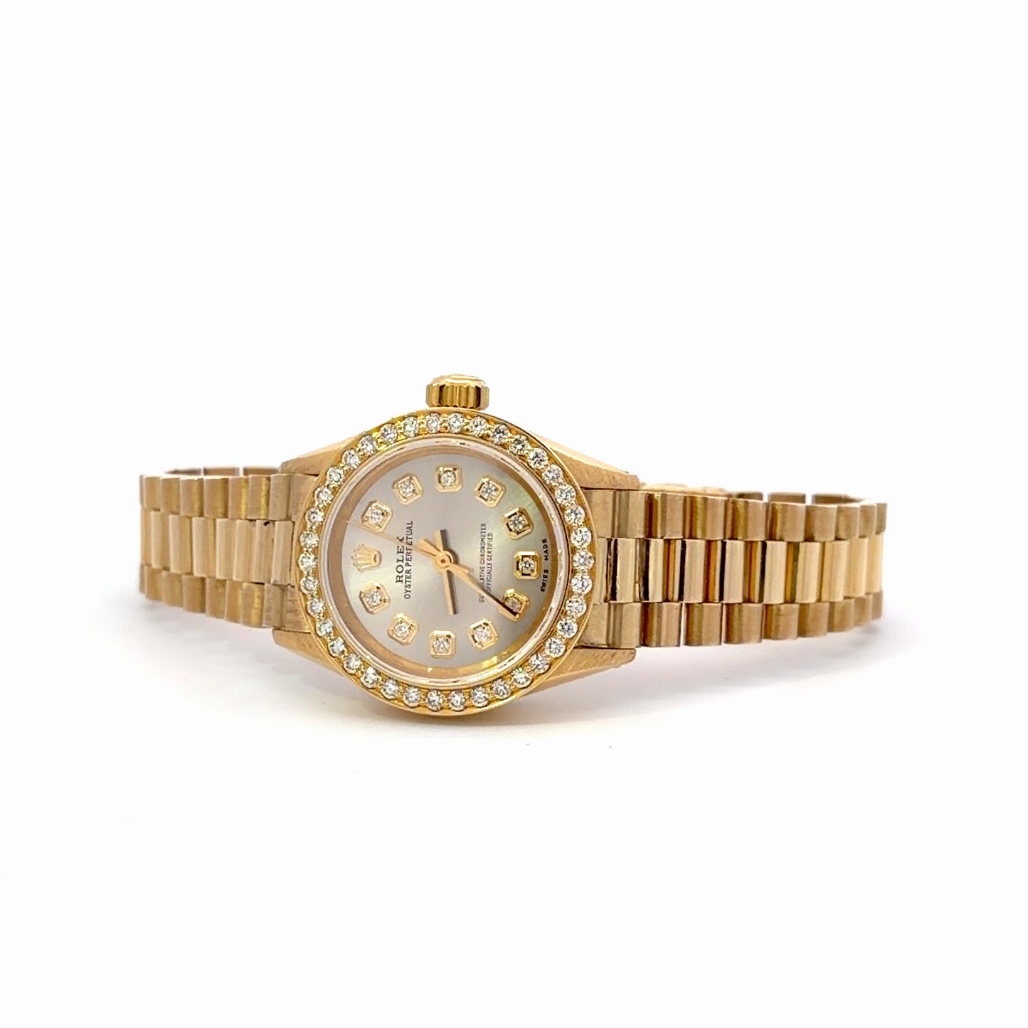 Womens Rolex Oyster Perpetual President Diamond Watch