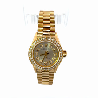 Womens Rolex Oyster Perpetual President Diamond Watch