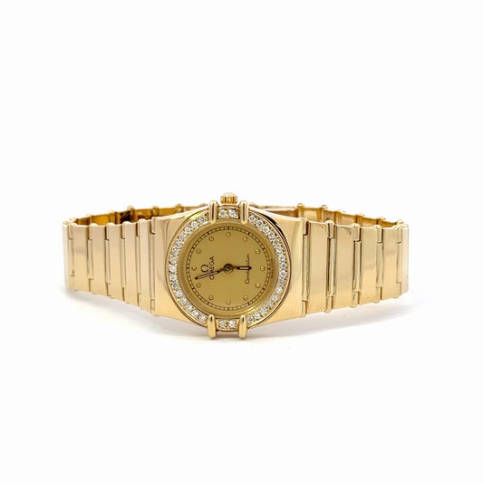 Womens Omega Constellation 18K Gold Diamond Watch