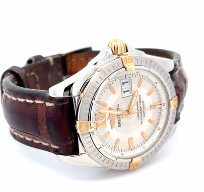 Mens Breitling Cockpit 18K Yellow Gold/Steel Watch in Leather Strap