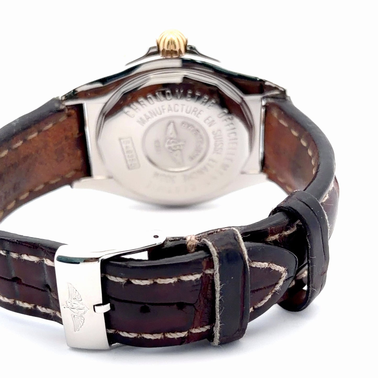 Mens Breitling Cockpit 18K Yellow Gold/Steel Watch in Leather Strap