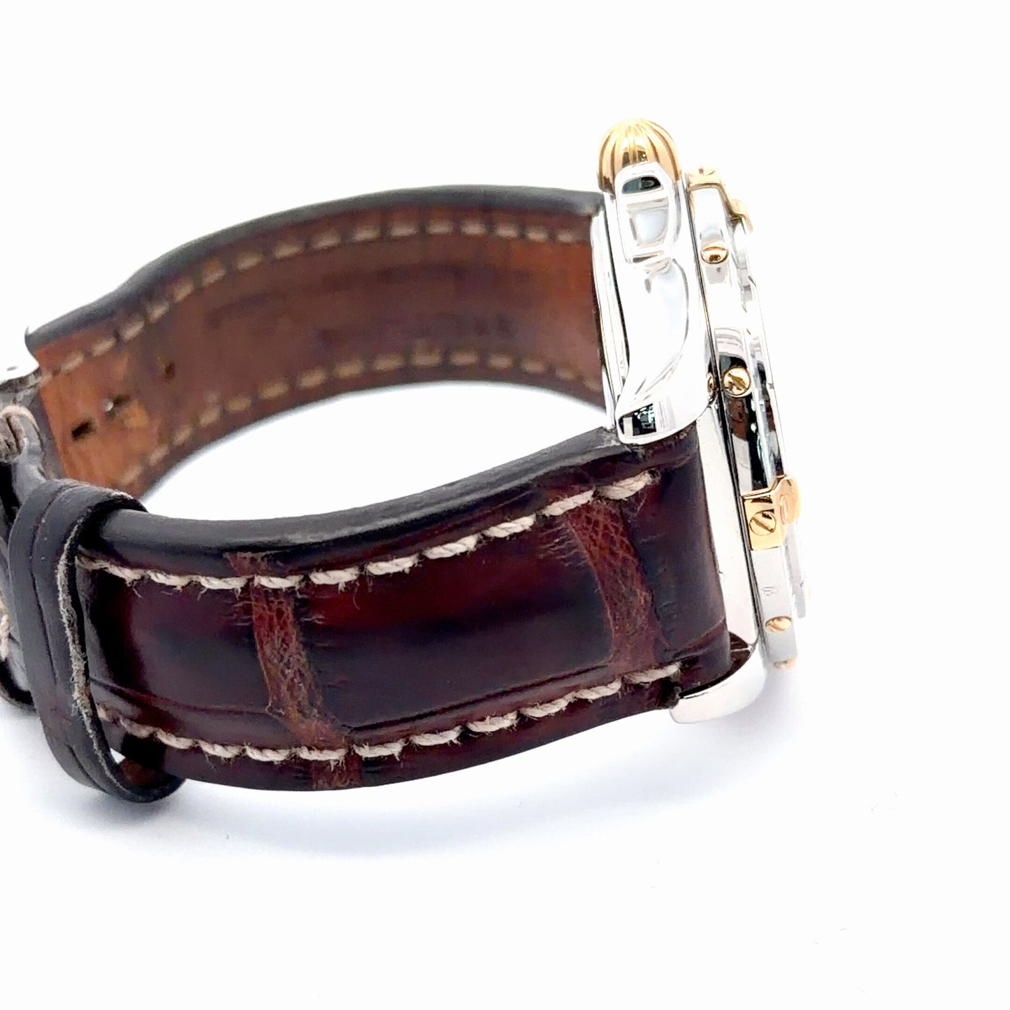 Mens Breitling Cockpit 18K Yellow Gold/Steel Watch in Leather Strap