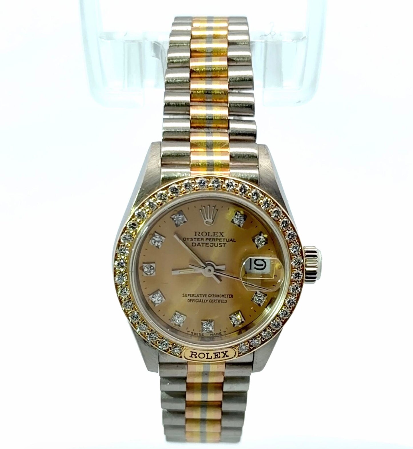 Womens Rolex Datejust President Tridor Diamond Watch