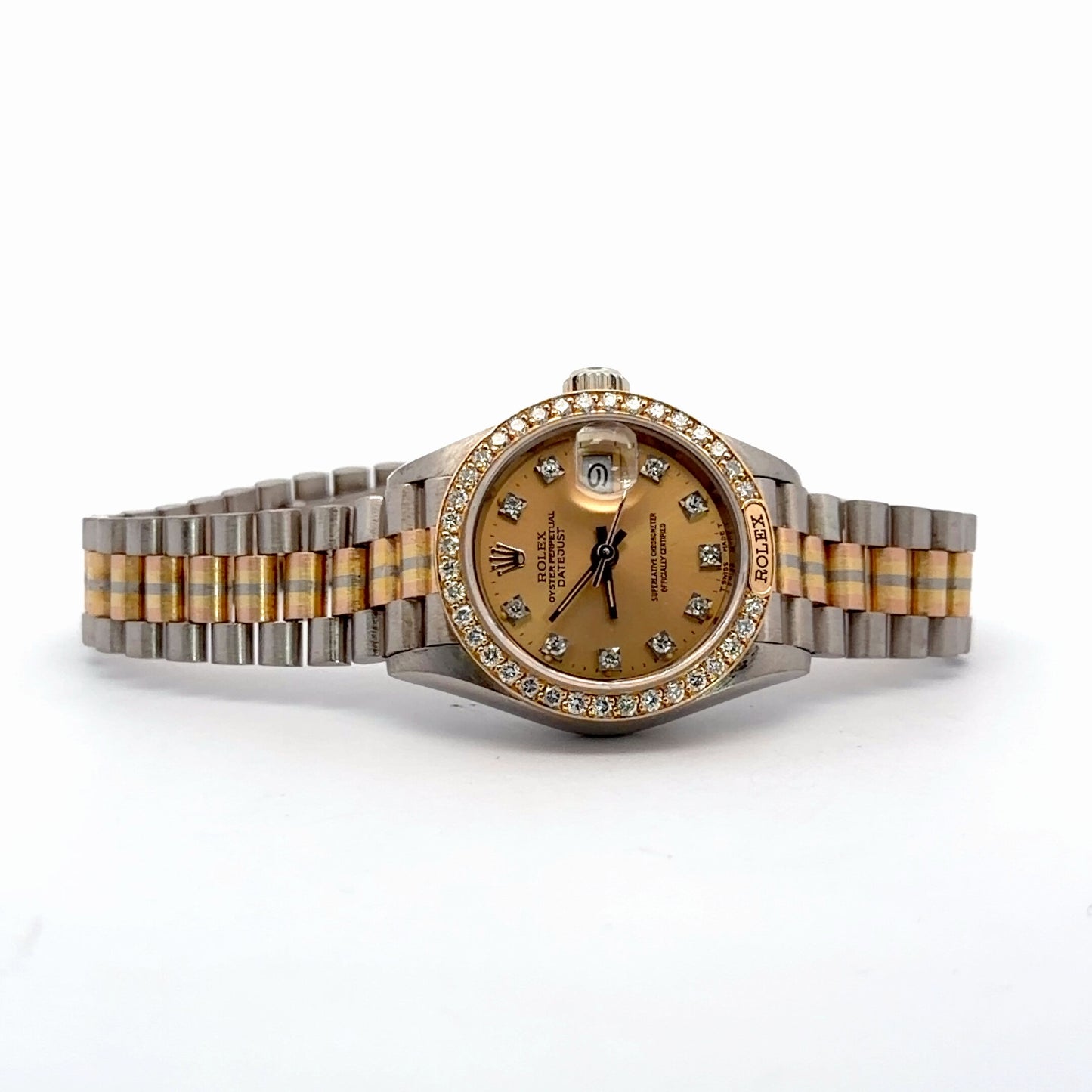 Womens Rolex Datejust President Tridor Diamond Watch