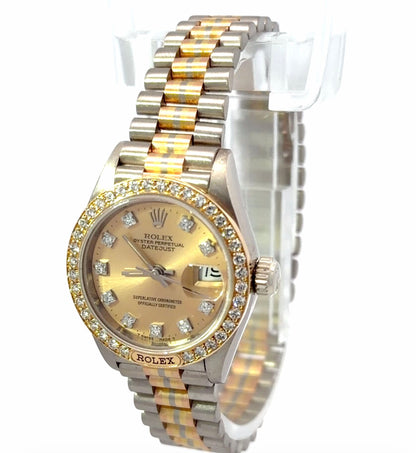 Womens Rolex Datejust President Tridor Diamond Watch