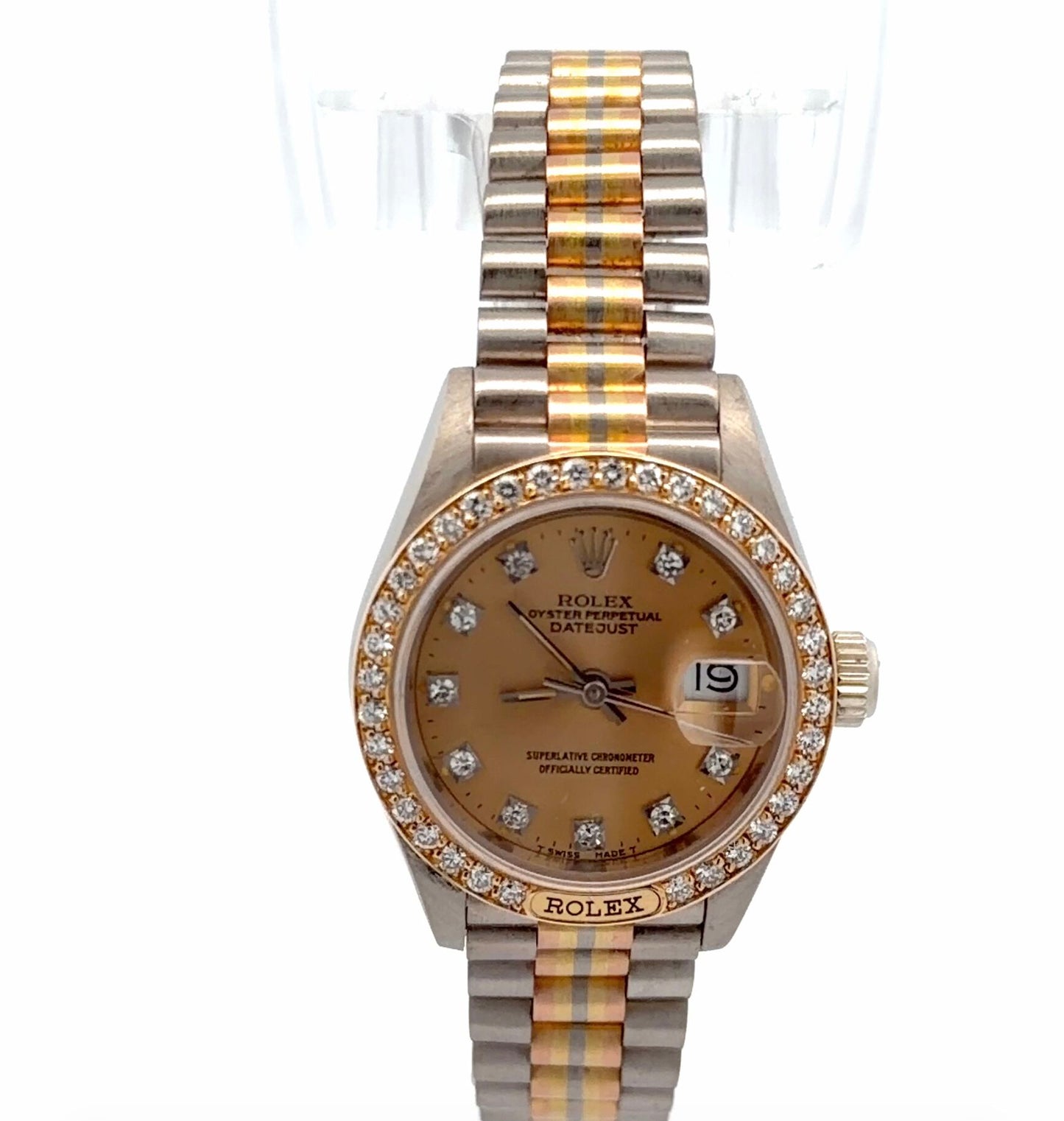 Womens Rolex Datejust President Tridor Diamond Watch