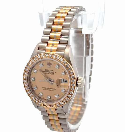 Womens Rolex Datejust President Tridor Diamond Watch
