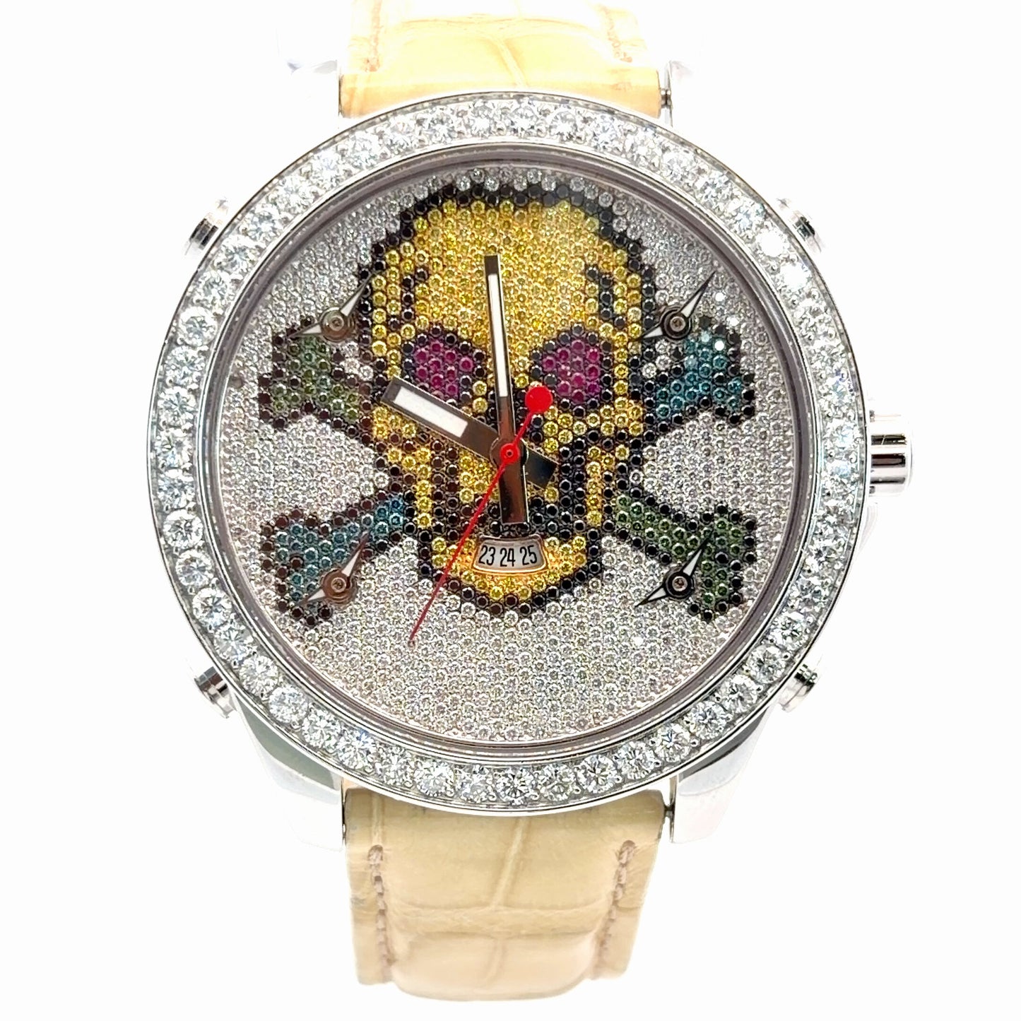 Mens Jacob & Co Five Time Zone JC Skull Diamond Watch