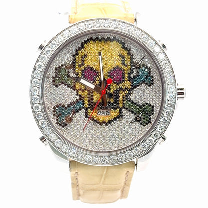 Mens Jacob & Co Five Time Zone JC Skull Diamond Watch