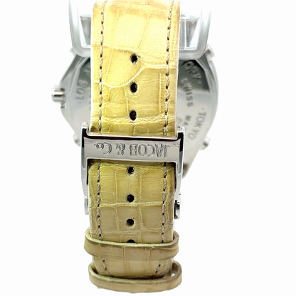 Mens Jacob & Co Five Time Zone JC Skull Diamond Watch