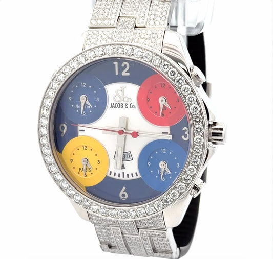 Mens Jacob & Co. Five Time Zone JC Diamond Watch