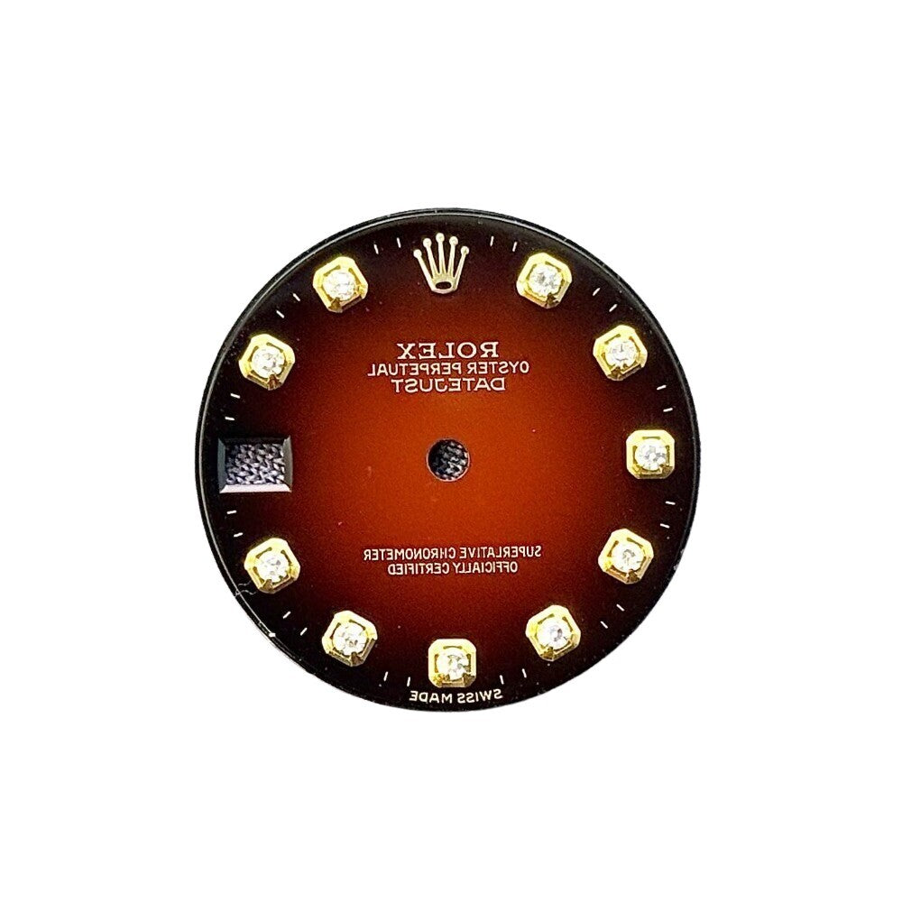 Rolex Datejust Red Vignette Dial Yellow Gold