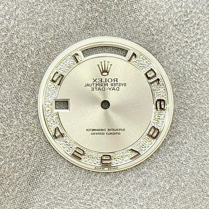 Rolex Day-Date Silver Pave Decorated Arabic Dial 36Mm White Gold