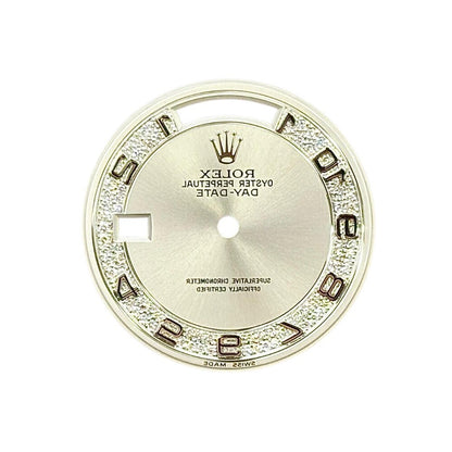 Rolex Day-Date Silver Pave Decorated Arabic Dial 36Mm White Gold