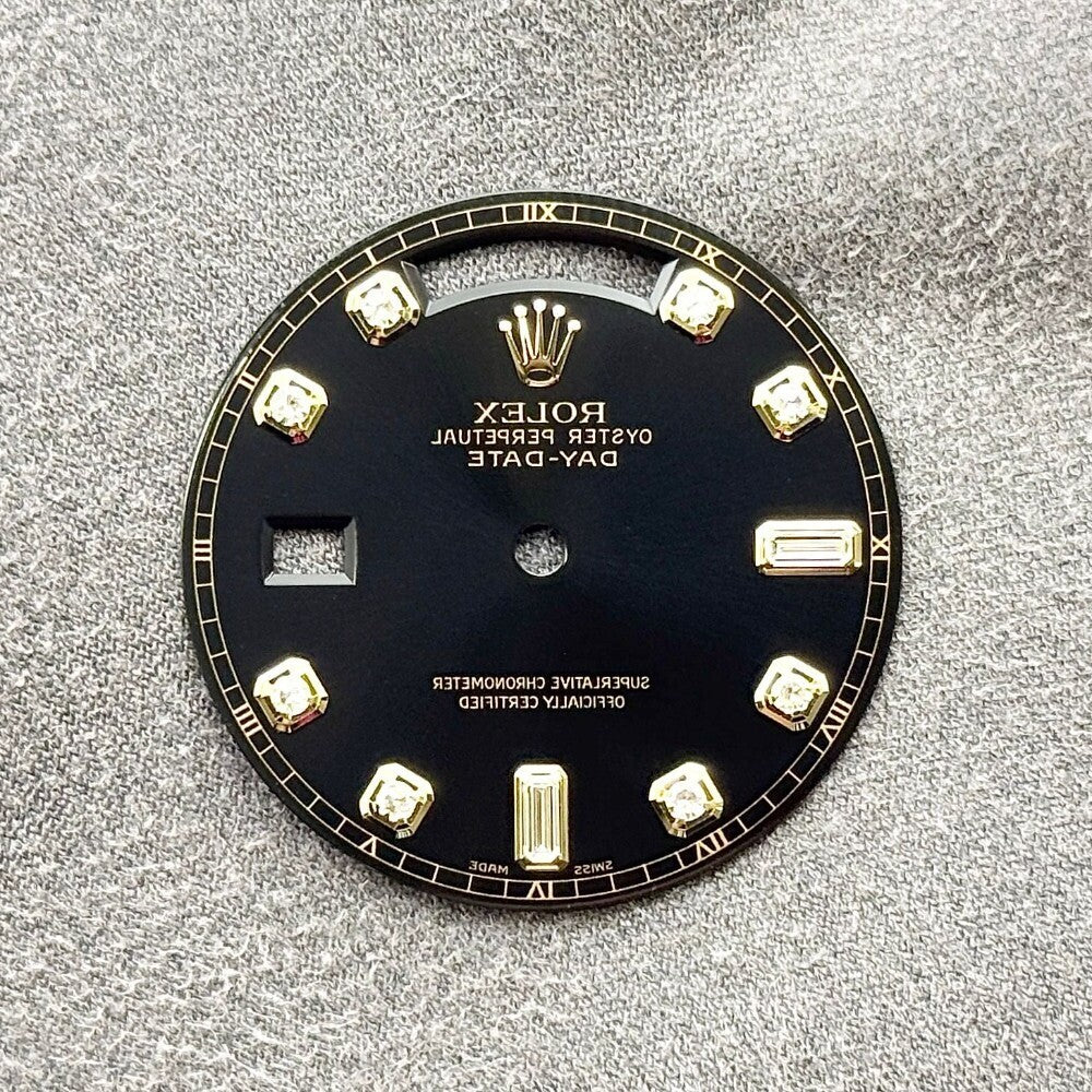 Rolex Day-Date 36Mm Black Diamond Dial Yellow Gold