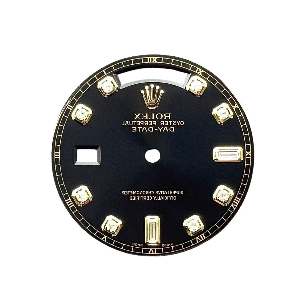 Rolex Day-Date 36Mm Black Diamond Dial Yellow Gold