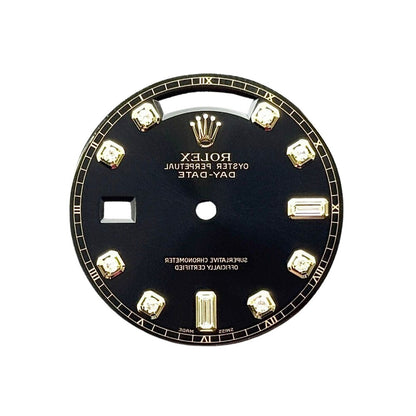 Rolex Day-Date 36Mm Black Diamond Dial Yellow Gold