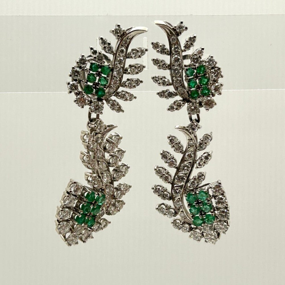 Miscellaneous Diamond & Emerald Earrings White Gold
