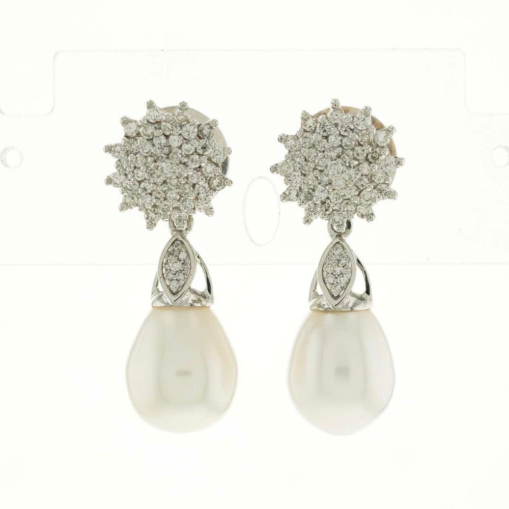 Miscellaneous Earrings Diamond And Pearl White Gold