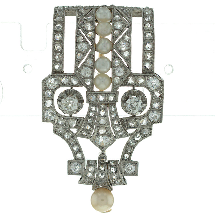 Miscellaneous Brooch Diamonds, Pearls Platinum