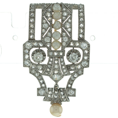 Miscellaneous Brooch Diamonds, Pearls Platinum