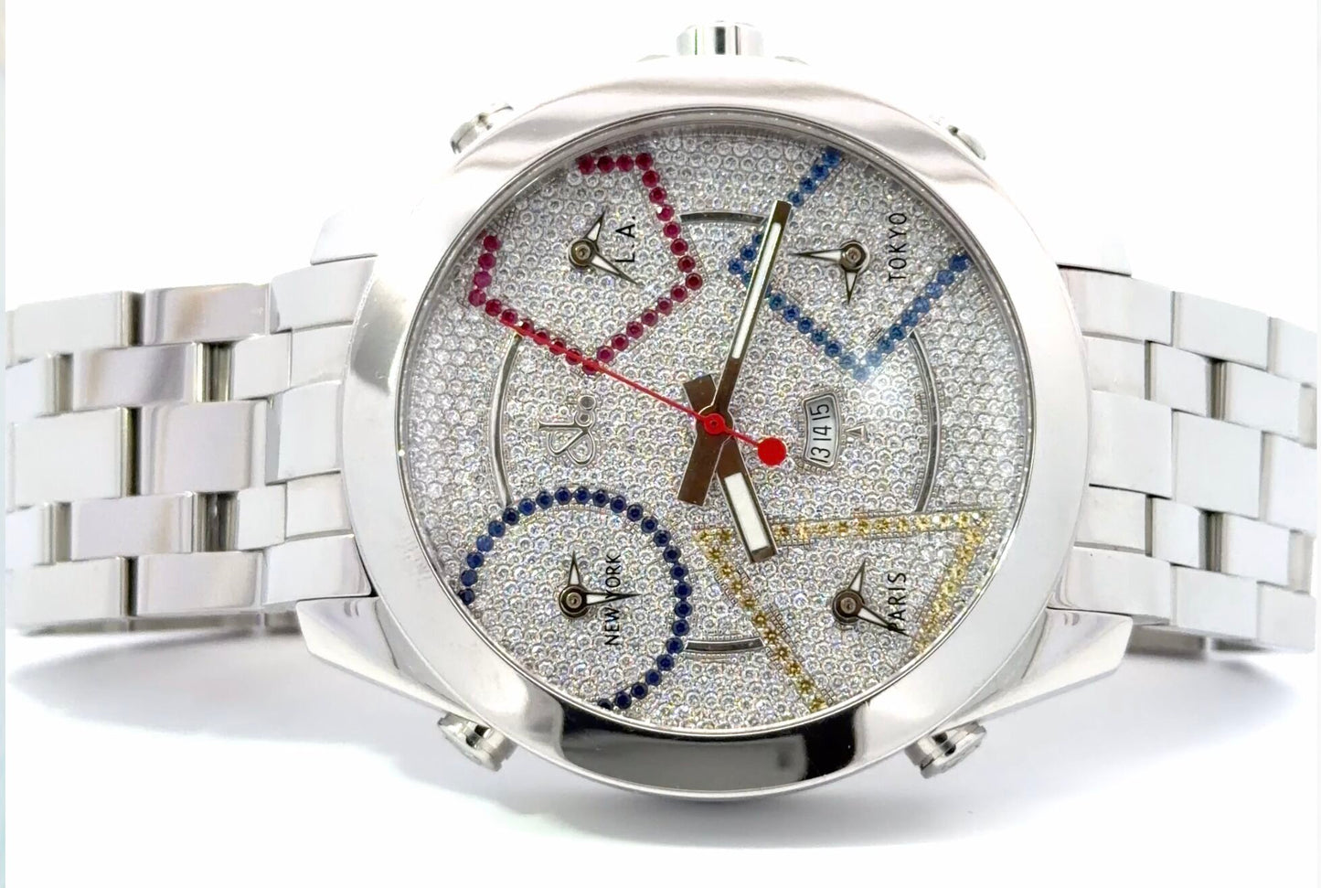 Mens Jacob & Co Five Time Zone JC 47mm Diamond Watch