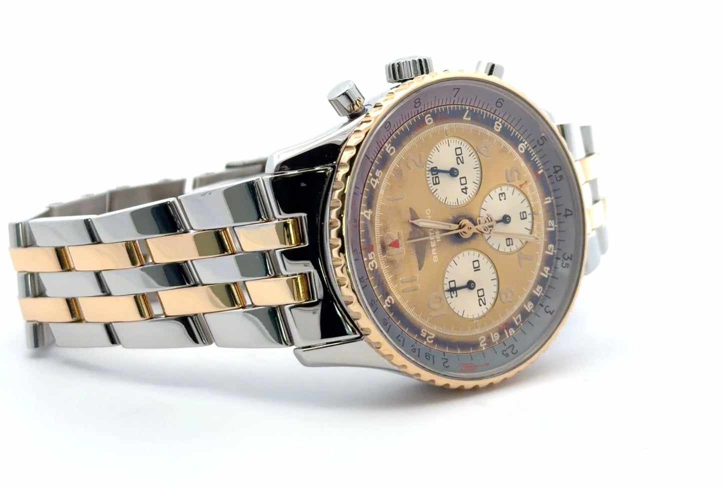 Mens Breitling Navitimer Chronograph 18K Yellow Gold/Steel Watch - 38mm