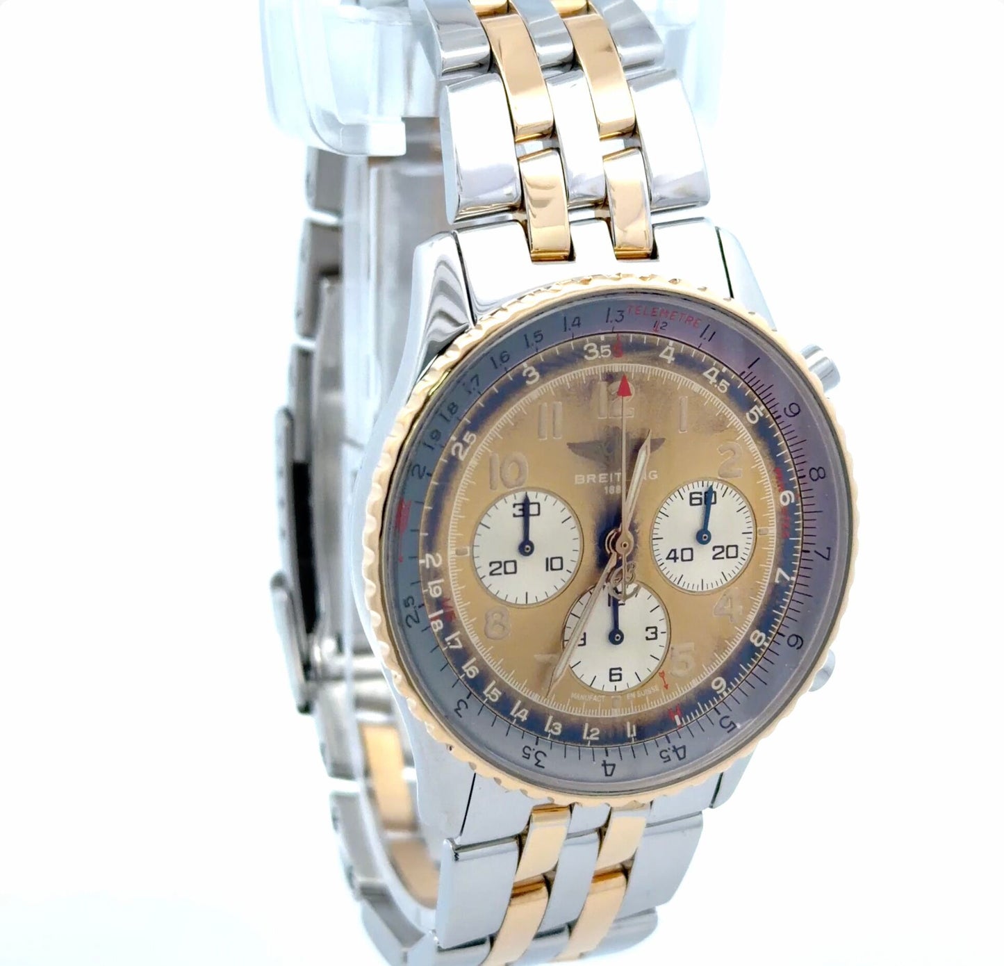 Mens Breitling Navitimer Chronograph 18K Yellow Gold/Steel Watch - 38mm