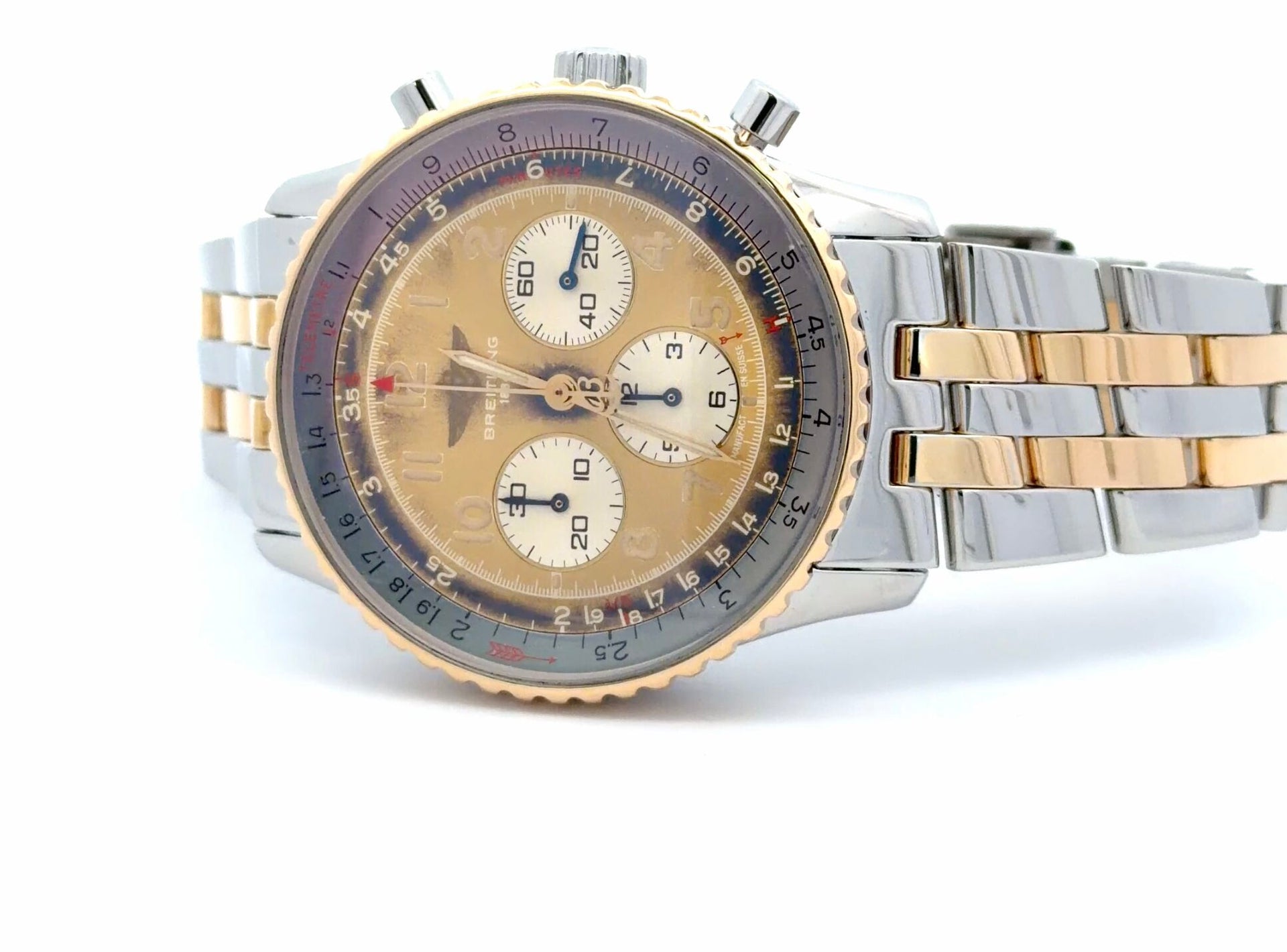 Mens Breitling Navitimer Chronograph 18K Yellow Gold/Steel Watch - 38mm