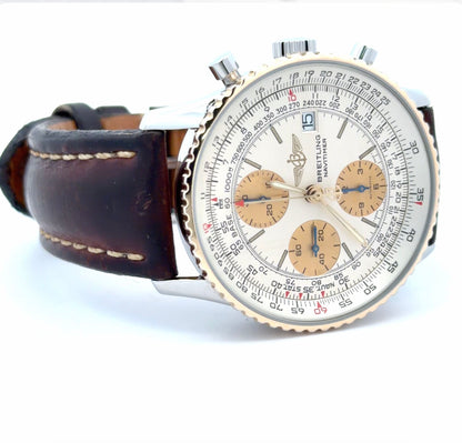 Mens Breitling Navitimer Chronograph 18K Yellow Gold/Steel Watch - 42mm