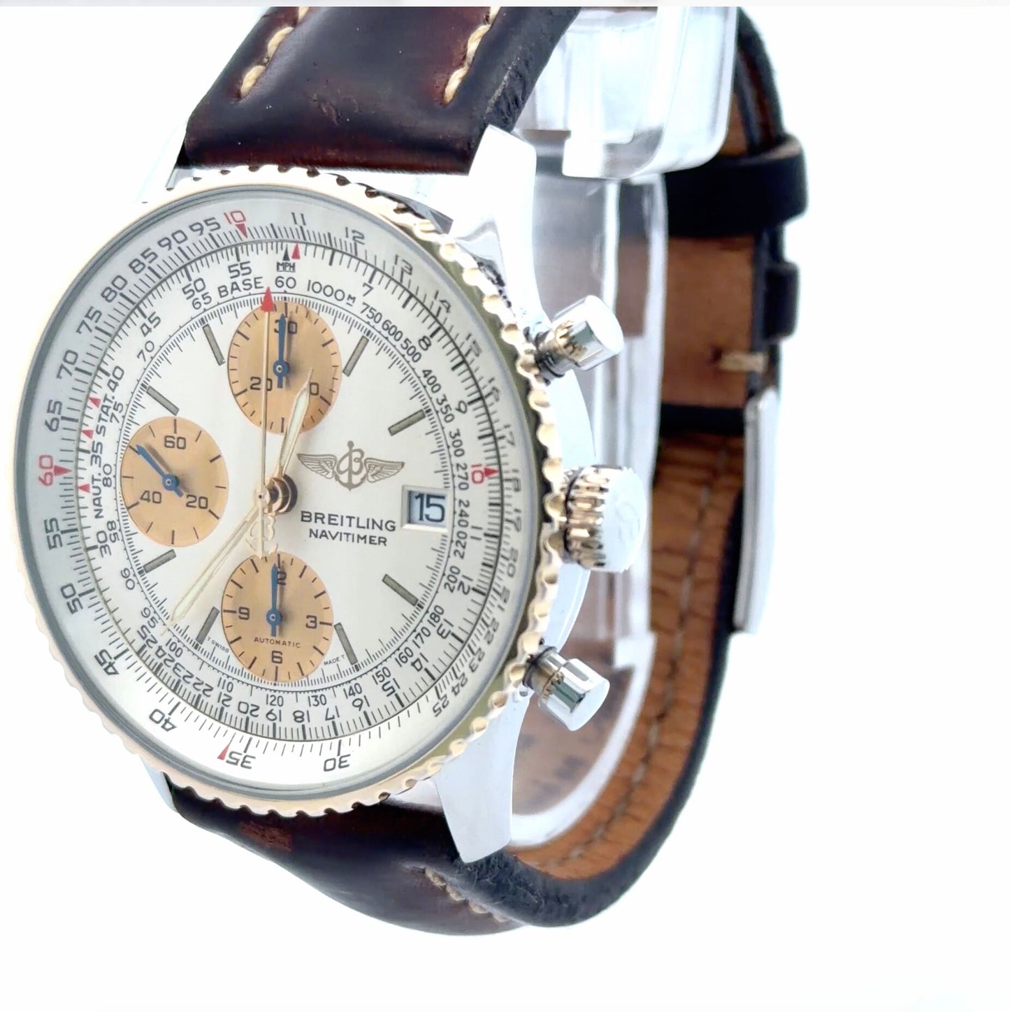 Mens Breitling Navitimer Chronograph 18K Yellow Gold/Steel Watch - 42mm