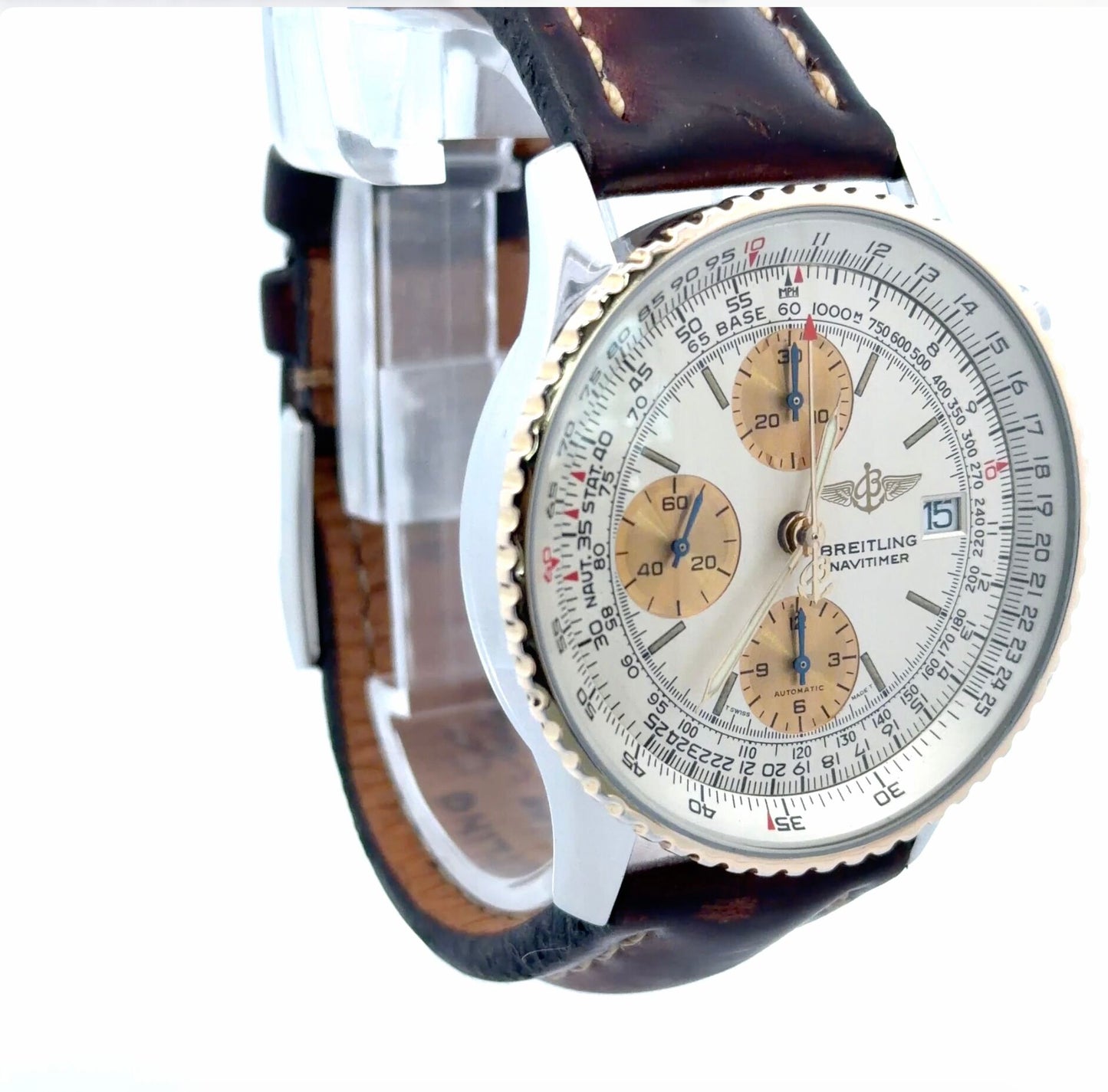 Mens Breitling Navitimer Chronograph 18K Yellow Gold/Steel Watch - 42mm
