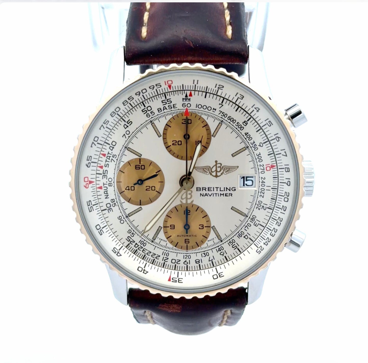 Mens Breitling Navitimer Chronograph 18K Yellow Gold/Steel Watch - 42mm