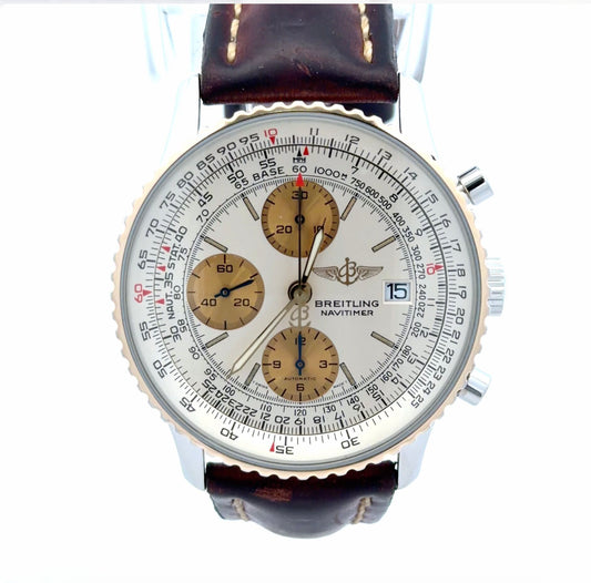 Mens Breitling Navitimer Chronograph 18K Yellow Gold/Steel Watch - 42mm