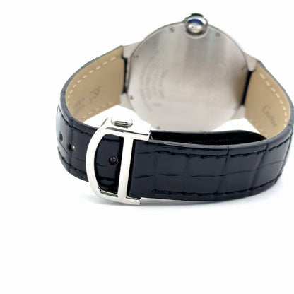 Mens Cartier Ballon Bleu 42mm Steel Diamond Watch